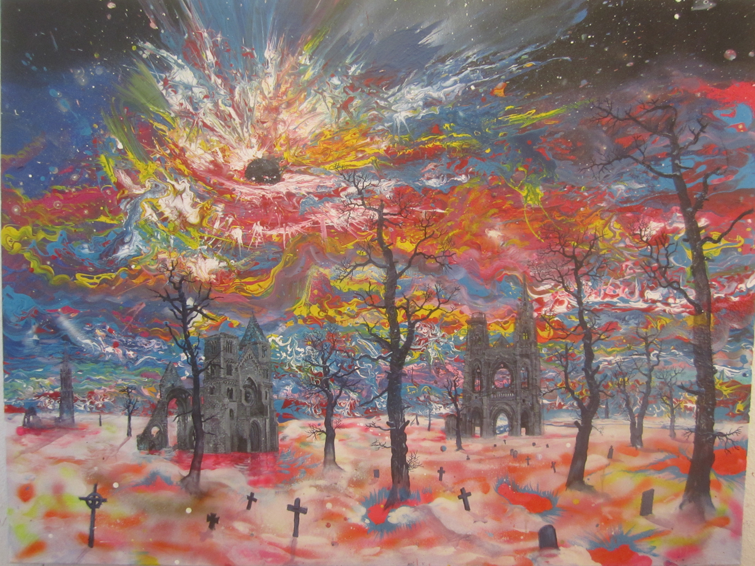 Frieden II ( der Sahnetortentodesstern), 2016 Painting - Frieden II ( der Sahnetortentodesstern), 2016
